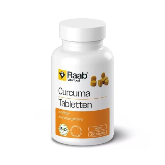 Curcuma Tabletten (Bio) (mit Pfeffer/Piperin) (300 Stück) - Raab Vitalfood 